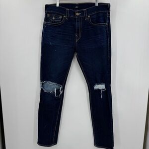 True Religion Geno Relaxed Slim Men's Distressed Blue Jeans